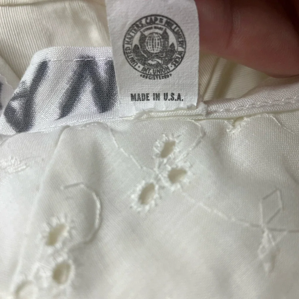 Vintage White Eyelet Embroidered Sun Hat Union Made USA Cottagecore Prairie